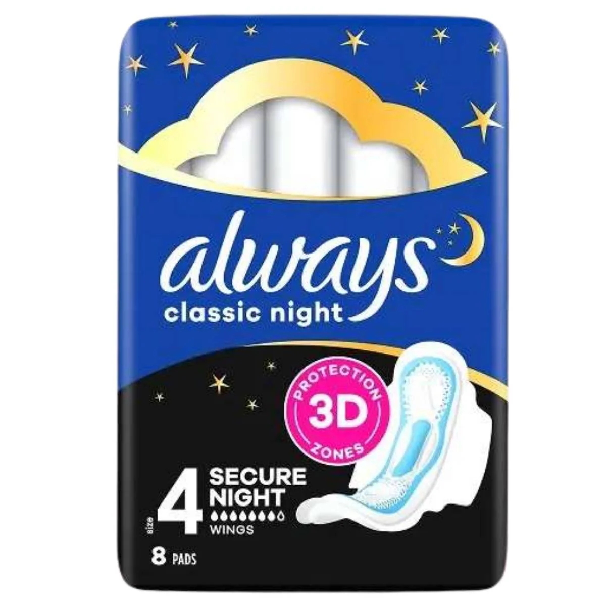 Always - Classic Night Pads with Wings - 8 Pads