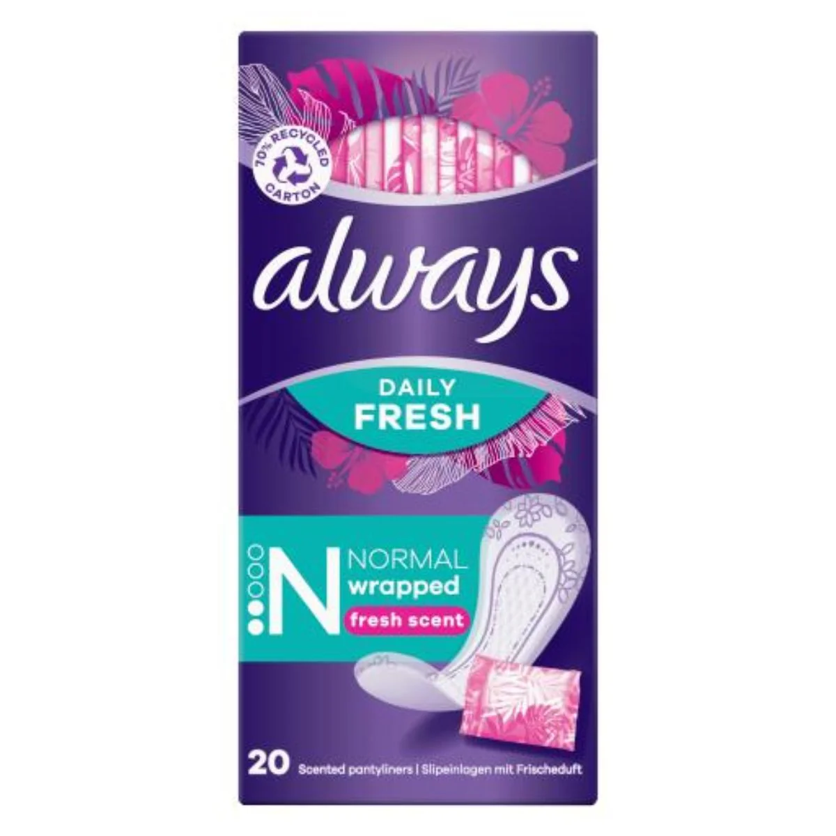 Always - Daily Fresh Normal Wrapped Panty Liners, With Fresh Scent - 20pcs