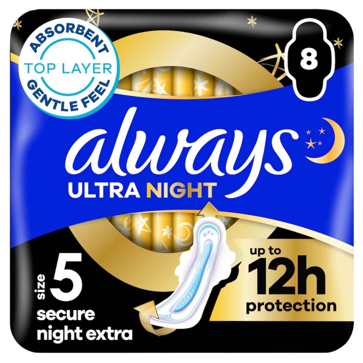 Always - Ultra Extra Secure Night Wings - 8 Pads