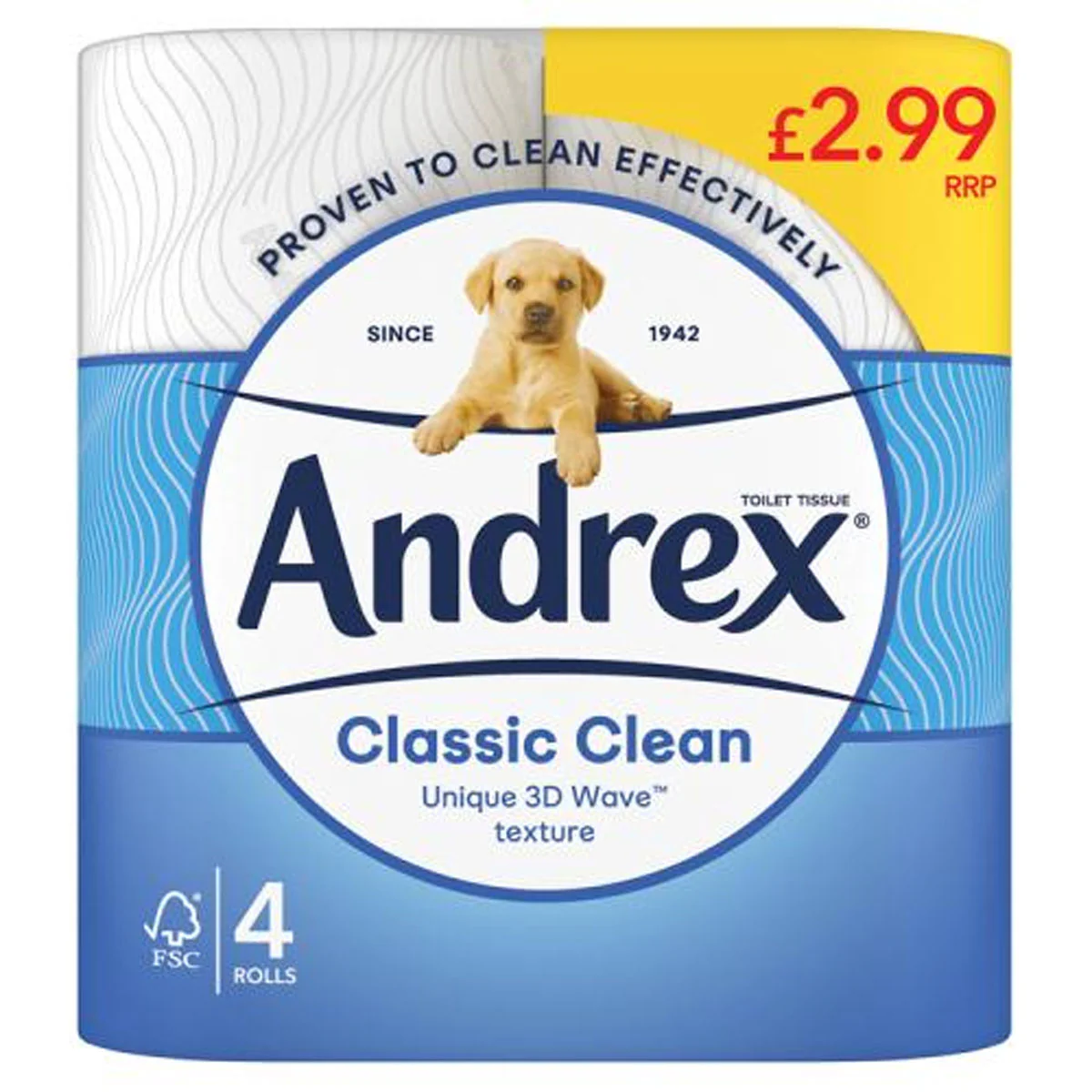 Andrex - Classic Clean Toilet Tissue - 4 Rolls