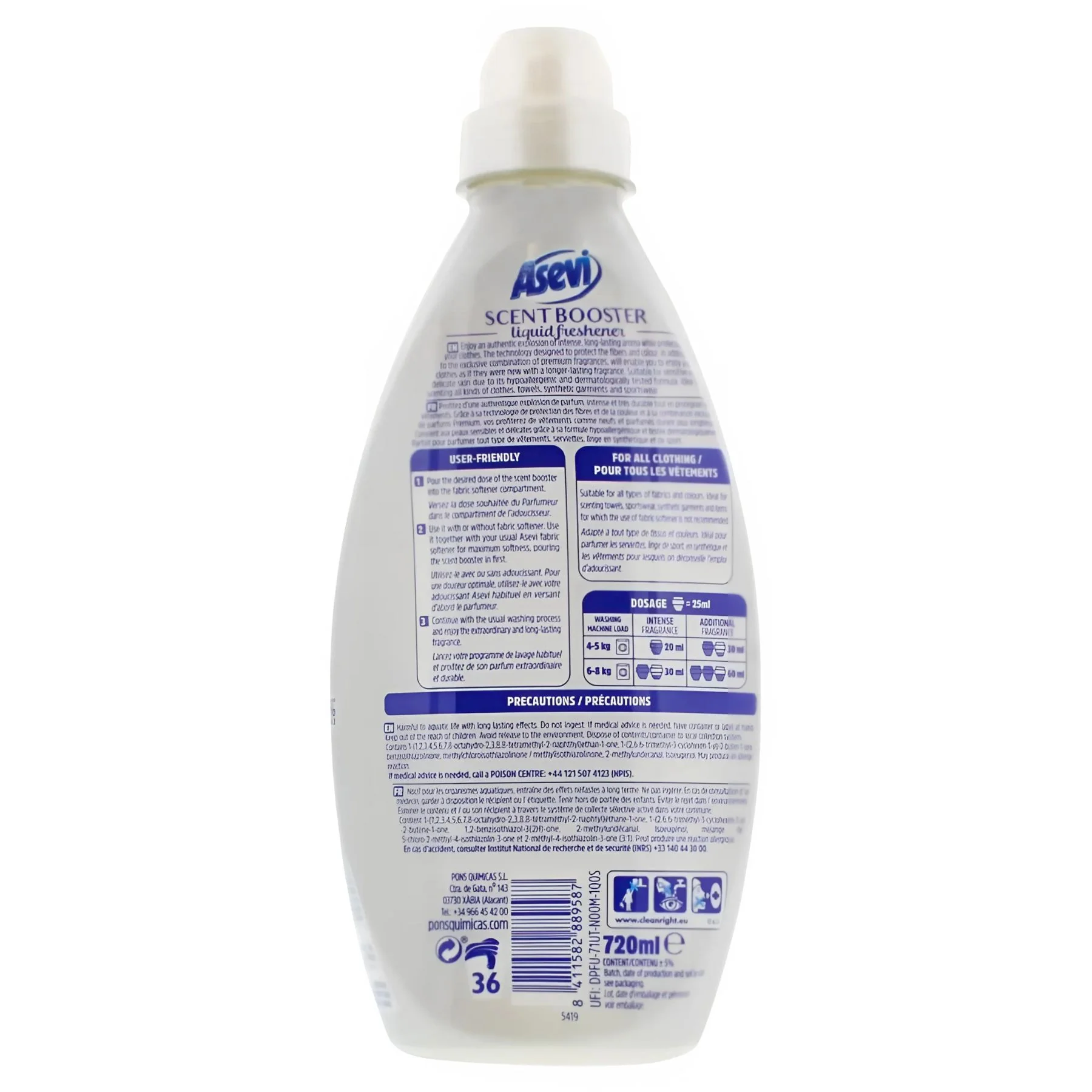 Asevi - Green Scent Booster Liquid Freshener 36 Washes - 720ml - Image 2