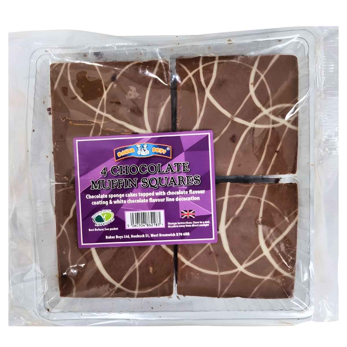 Baker Boys - Chocolate Muffin Squares - 4 Pcs
