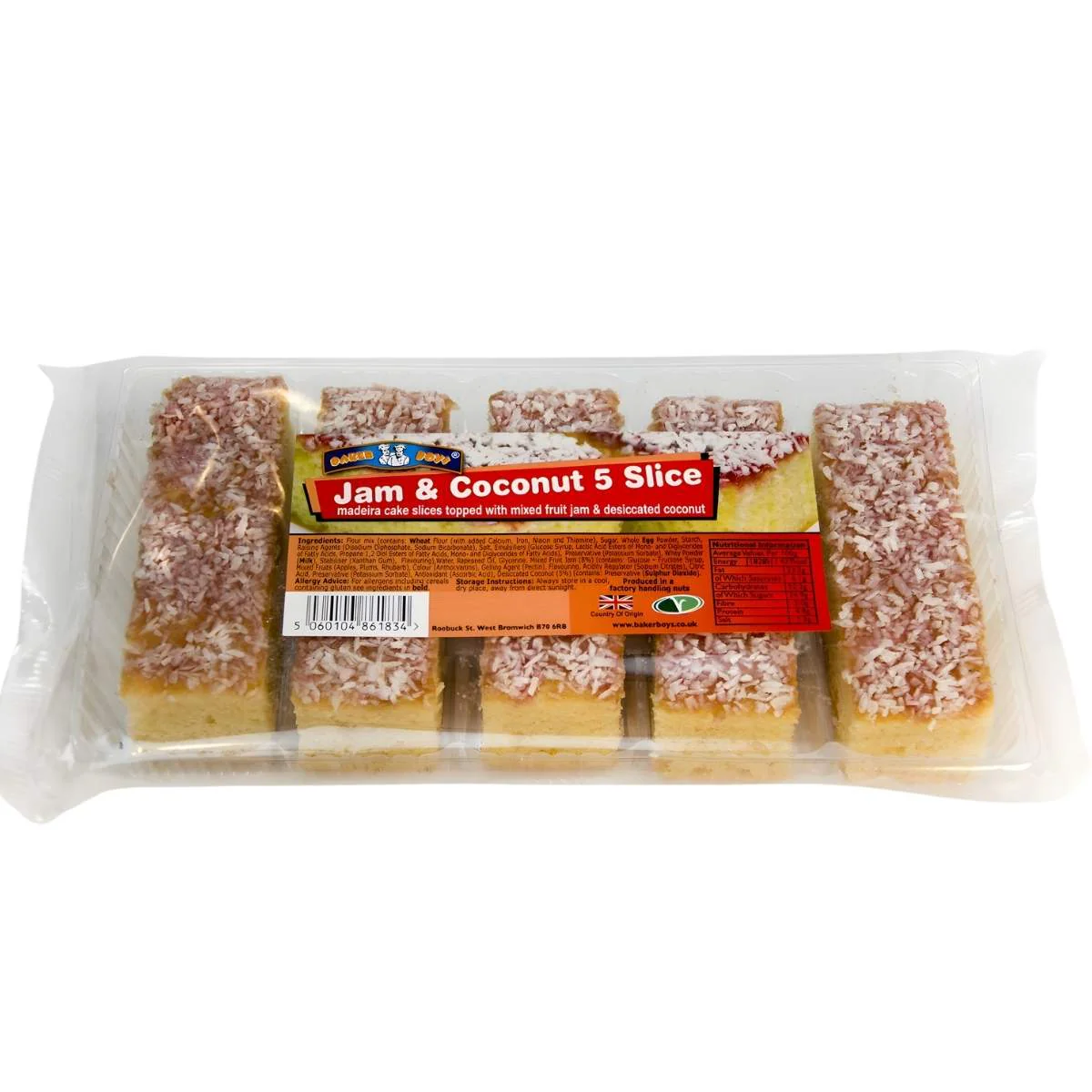 Baker Boys - Jam & Coconut Slice Cake - 5 Pcs