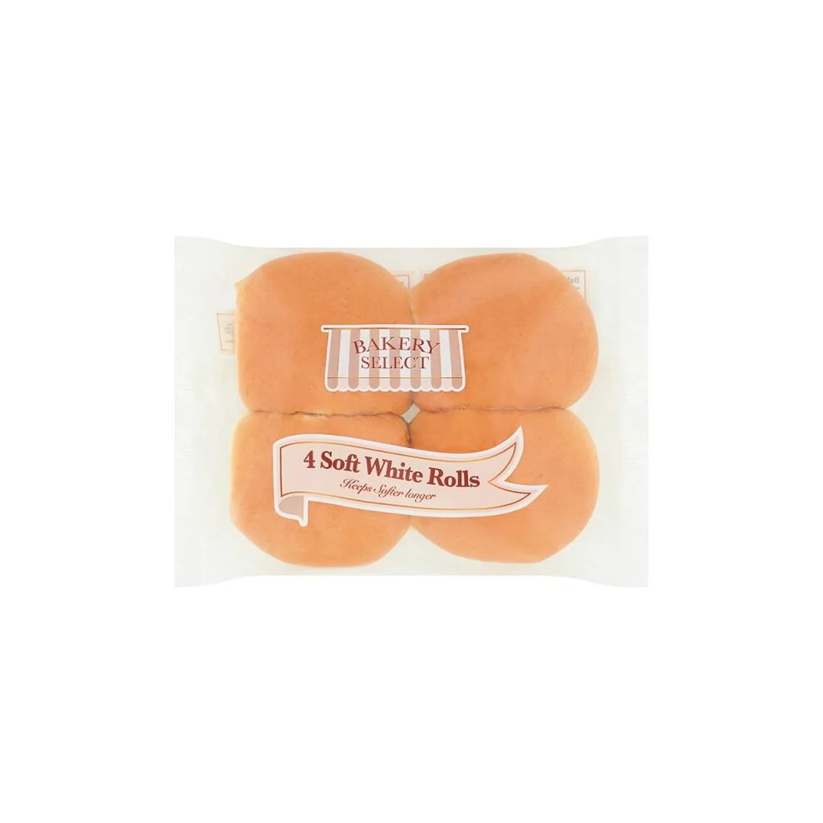 Bakery Select - 4 Soft White Rolls - 4pk