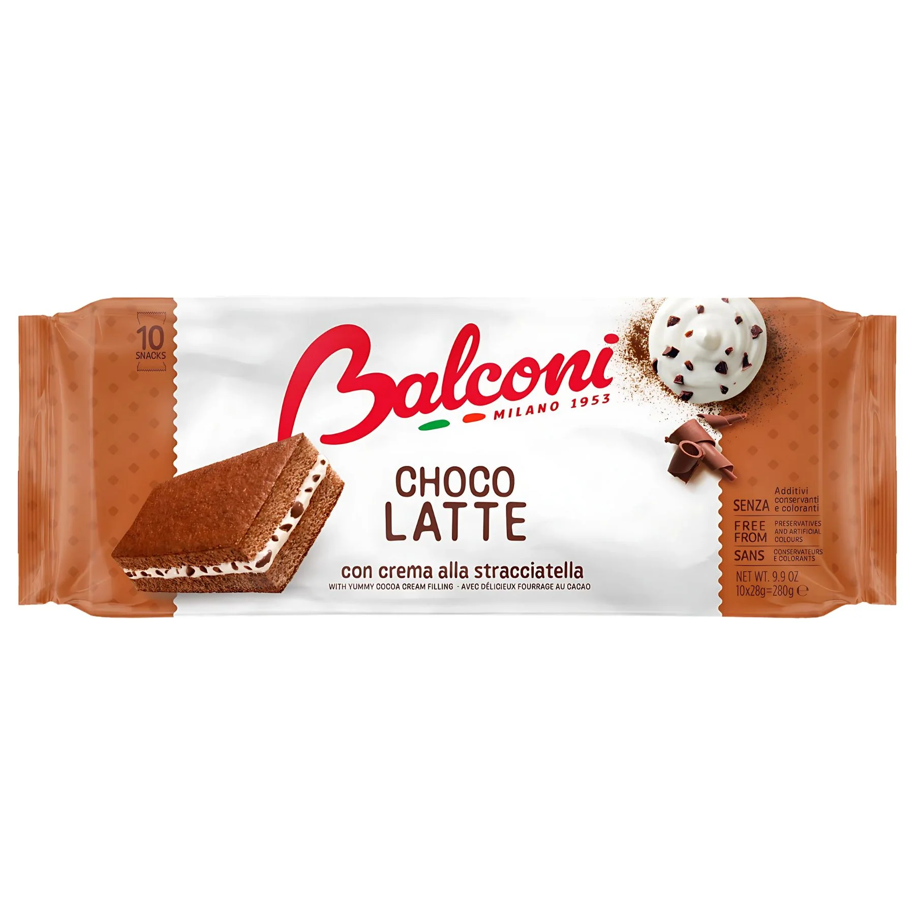 Balconi - Choco Latte Cake Slices with Choc Chip Cream - 300g