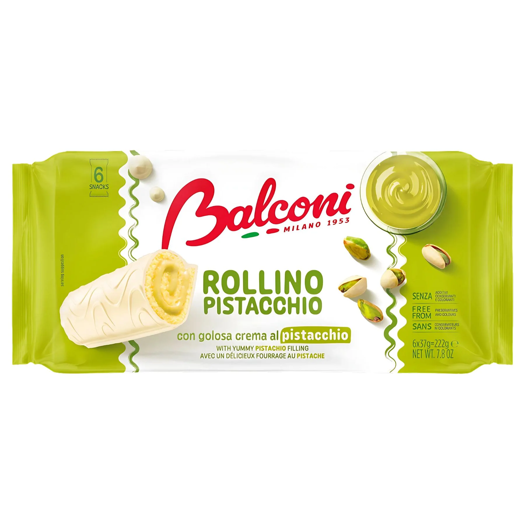 Balconi - Rollino With Pistachio Cream Mini Rolls 6 Pack - 222g