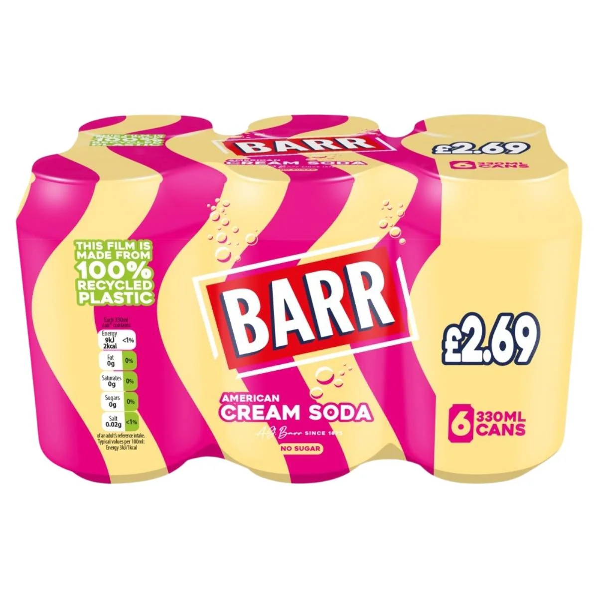 Barr - American Cream Soda Cans - 6 x 330ml