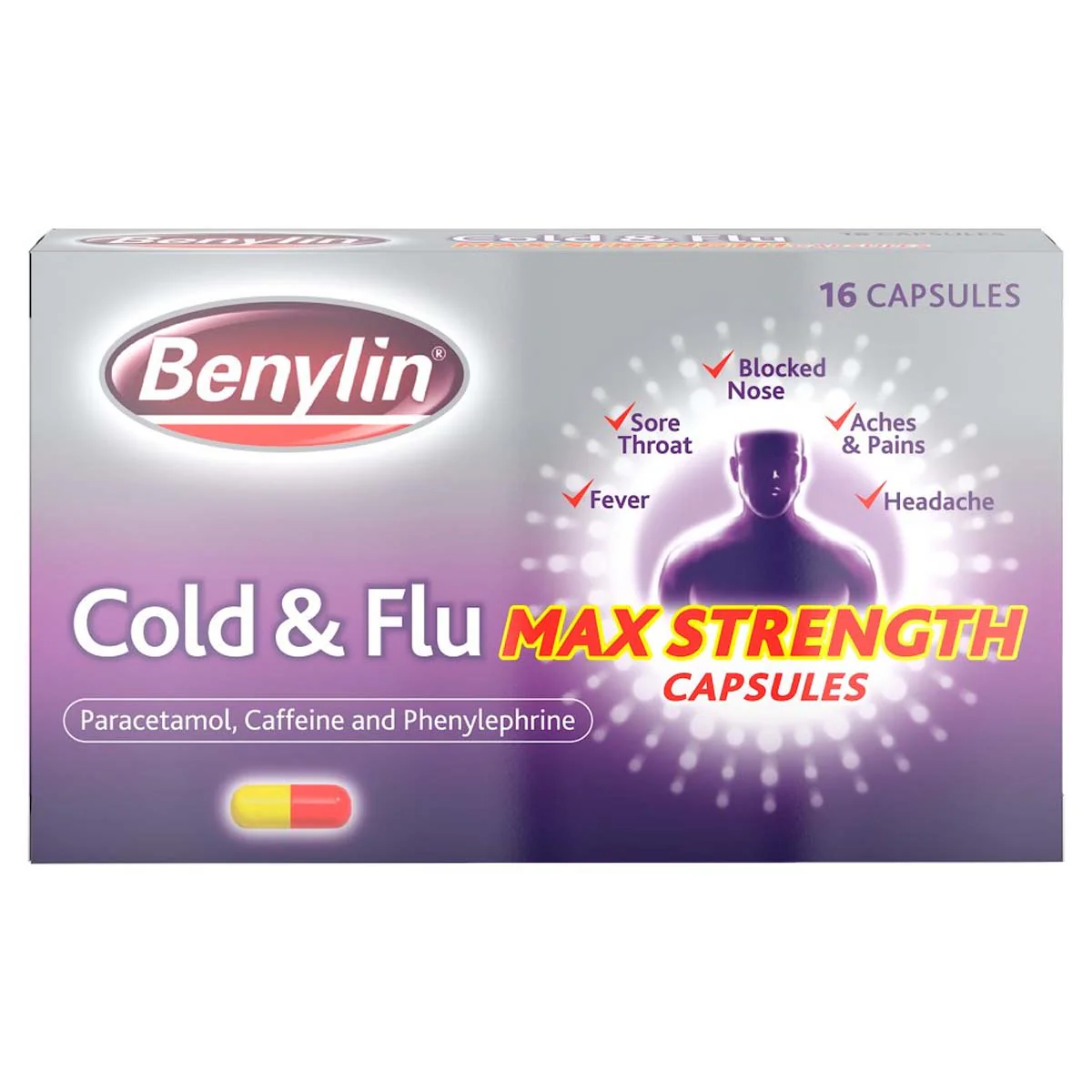 Benylin - Cold & Flu Max Strength Capsules - 16 Capsules
