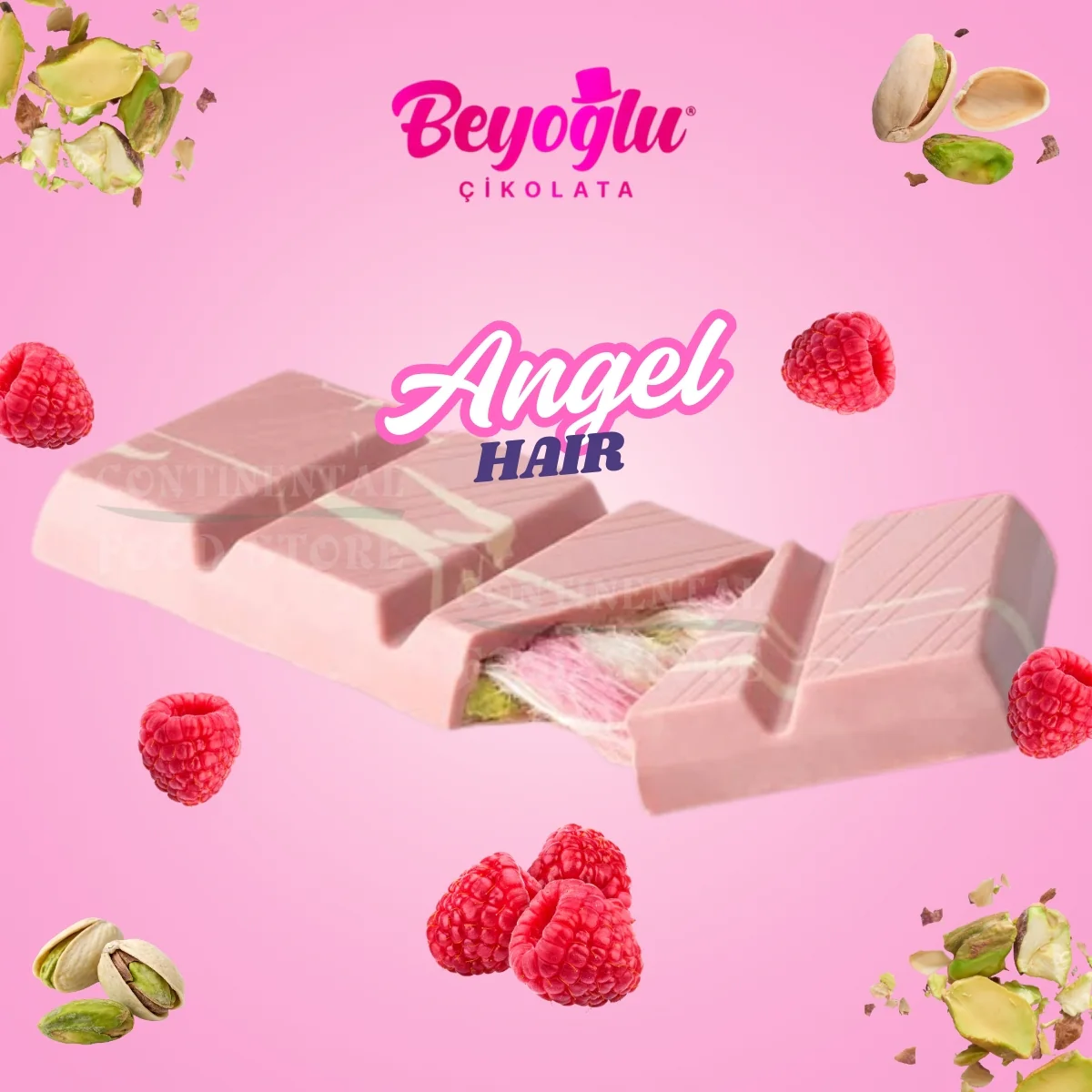 Beyoglu - Angel Hair Raspberry White Chocolate Bar Filled with Candy Floss & Pistachio Cream - 170g (BBD: 14/04/2026) - Image 2