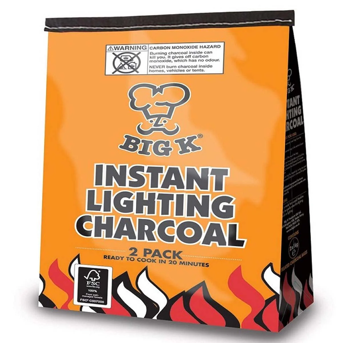 Big K - BBQ Instant Light Charcoal - 2 x 1kg