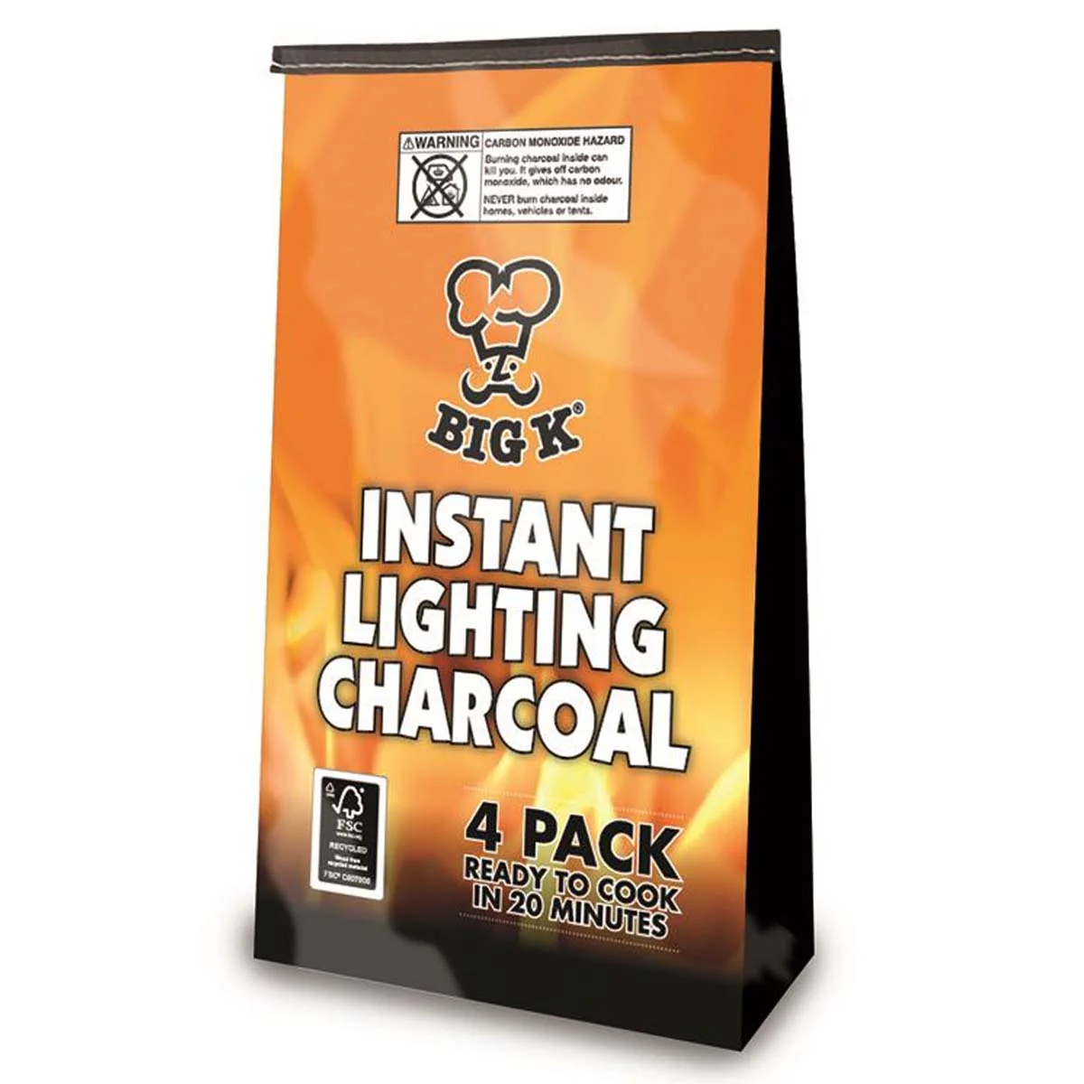 Big K - Instant Lighting Charcoal Bags - 4 x 1kg