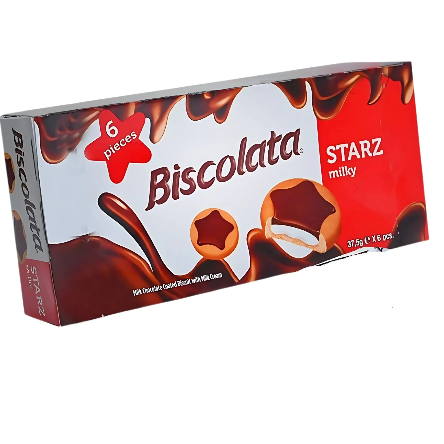 Biscolata - Starz Milk Chocolate Coated Biscuit With Milk Cream - 37,5g x 6pcs