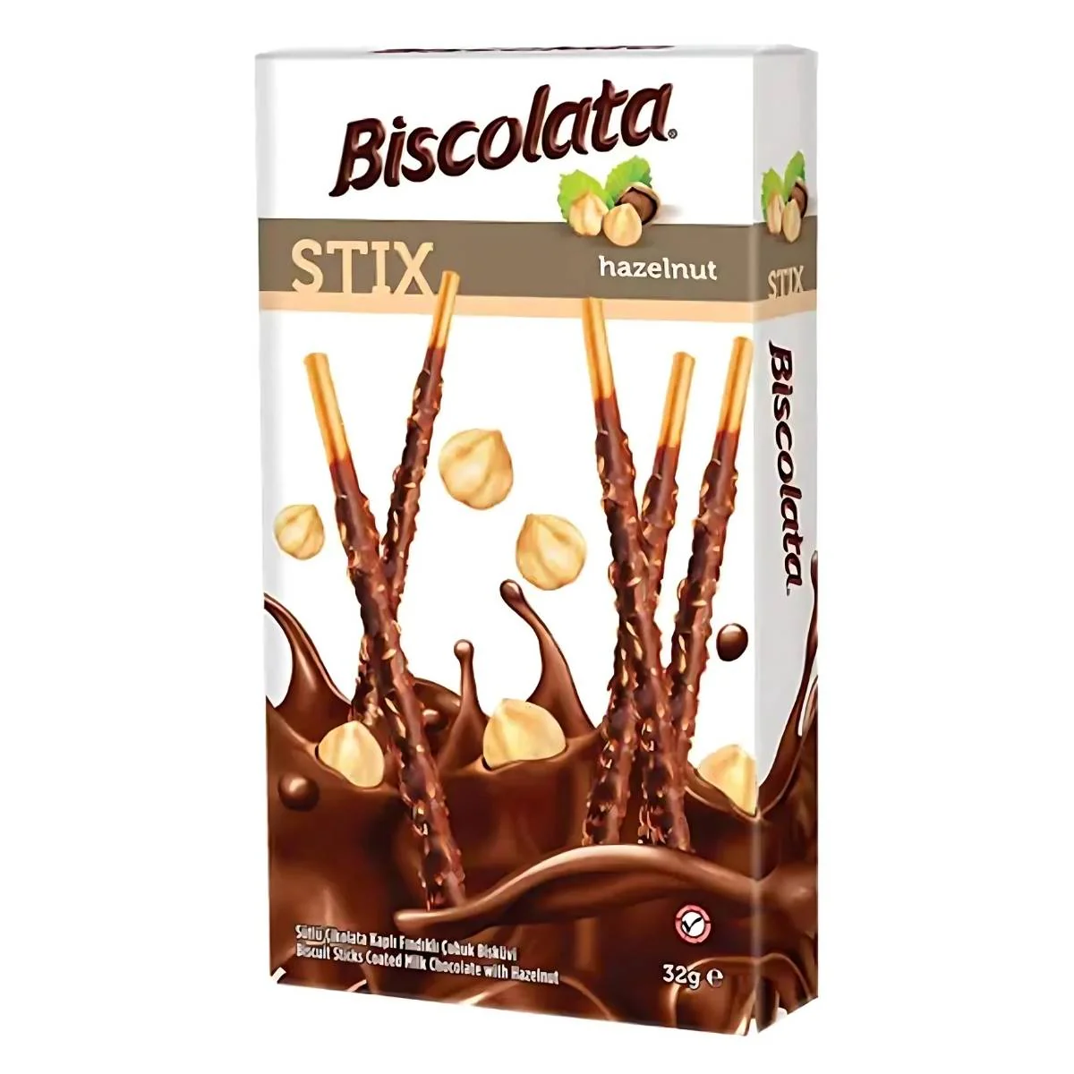 Biscolata - Stix Biscuit Sticks Coated with Milk Chocolate & Hazelnut - 32g
