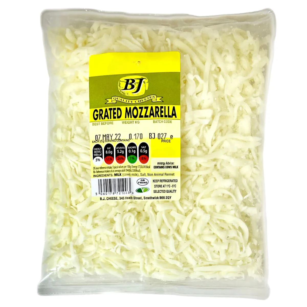 BJ - Grated Mozzarella Cheese - 170g