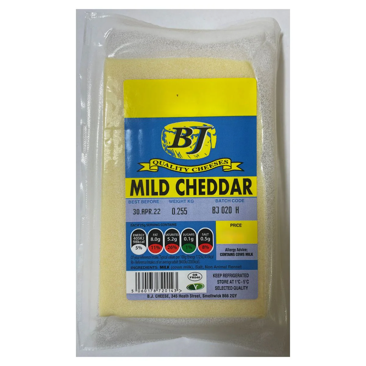 Bj - Mild Cheddar Cheese - 255g
