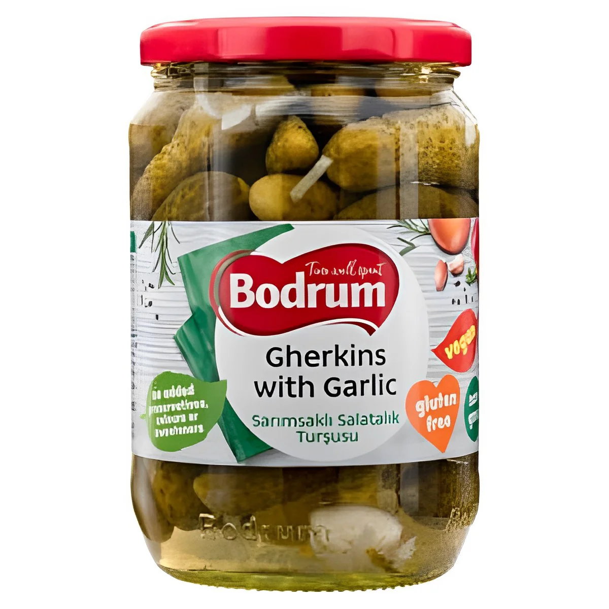 Bodrum - Cornichons With Garlic - 680g