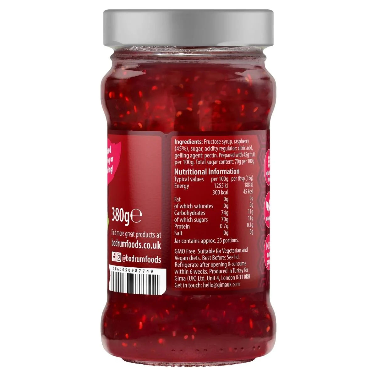 Bodrum - Raspberry Jam - 380g - Image 2