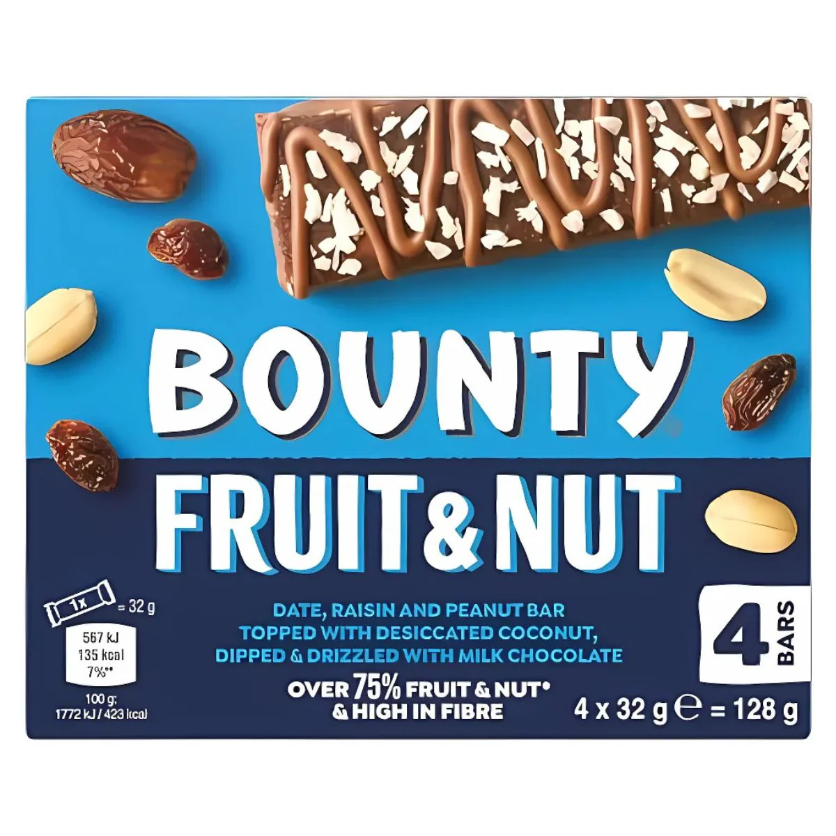 Bounty - Fruit & Nut Chocolate Bar - 4 x 32g