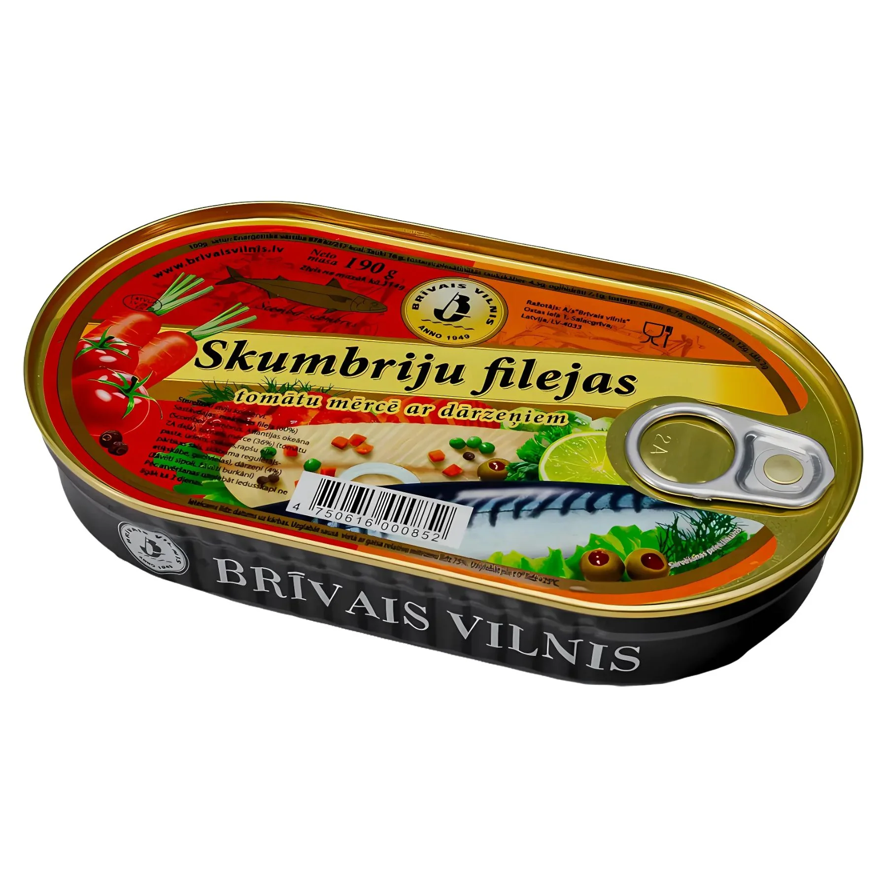 Brivais Vilnis - Mackerel Fillets in Tomato Sauce with Vegetables - 190g
