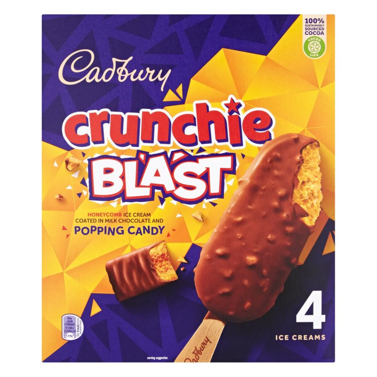 Cadbury - Crunchie Blast Ice Cream - 4 x 100ml