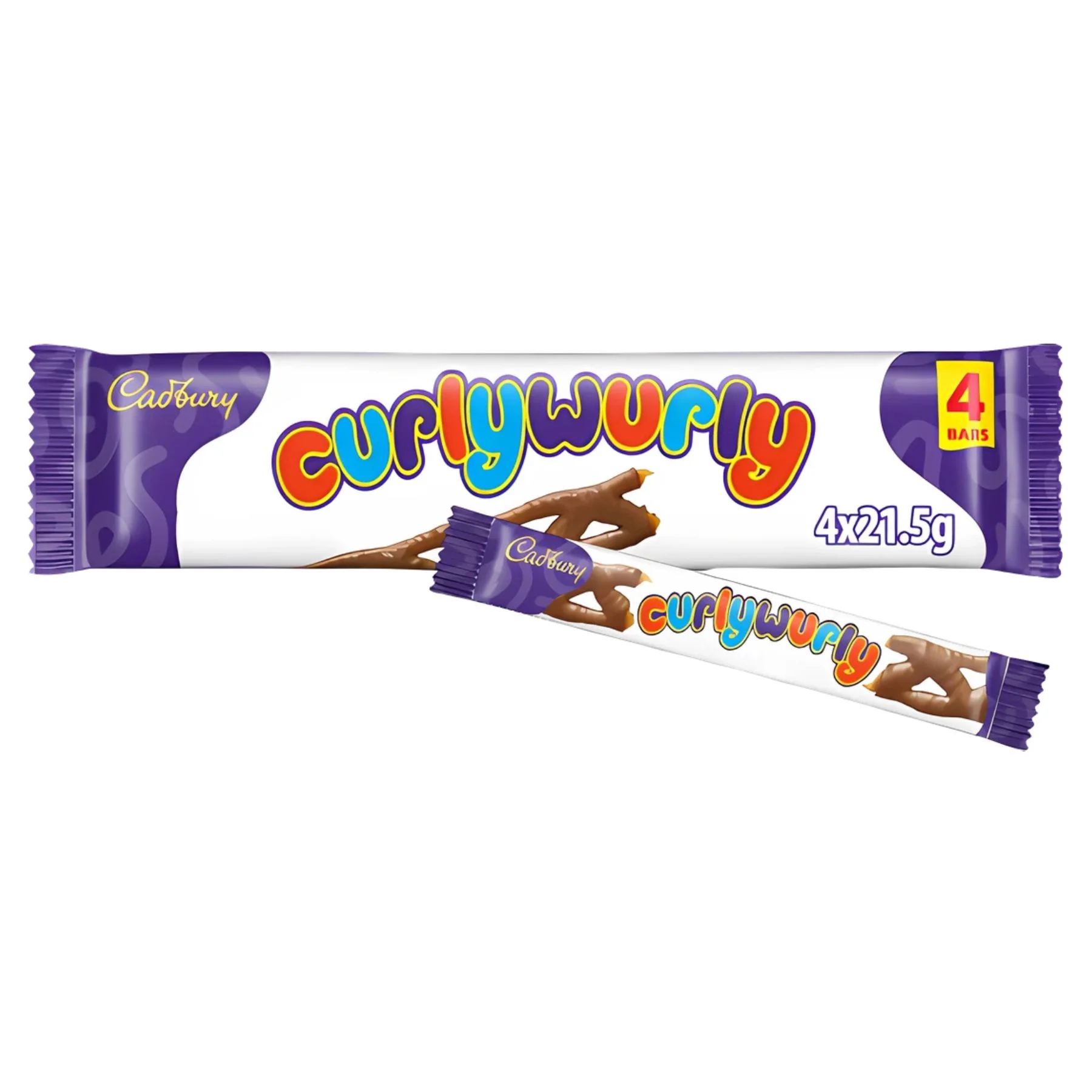 Cadbury - Curly Wurly Chocolate Bar - 4 x 21.5g