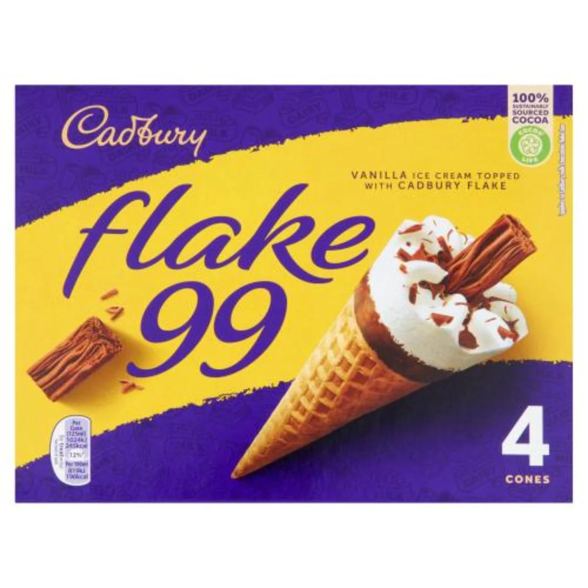 Cadbury - Flake 99 Ice Cream Cones - 4 x 125ml