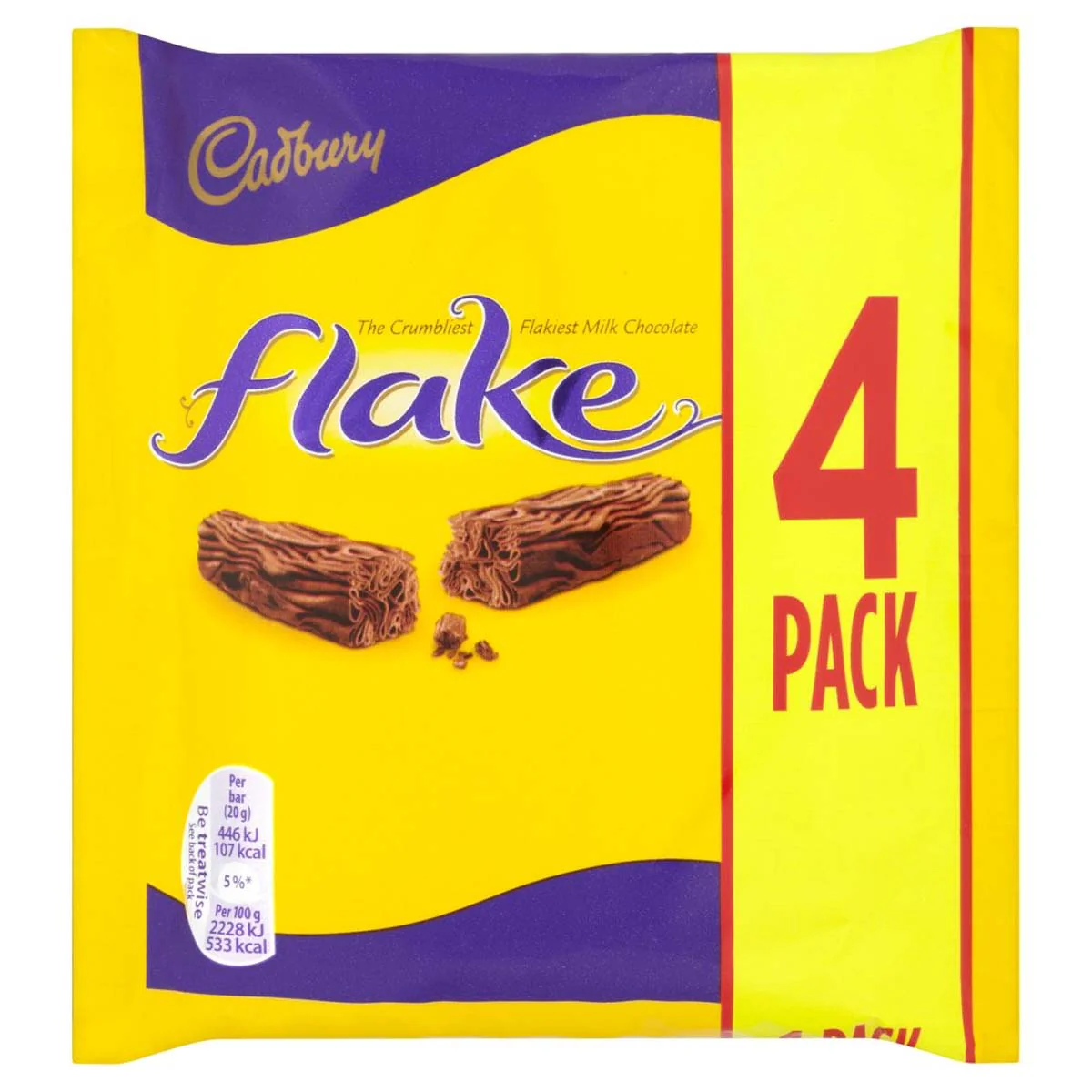 Cadbury - Flake Chocolate Bar - 4 Pack 80g
