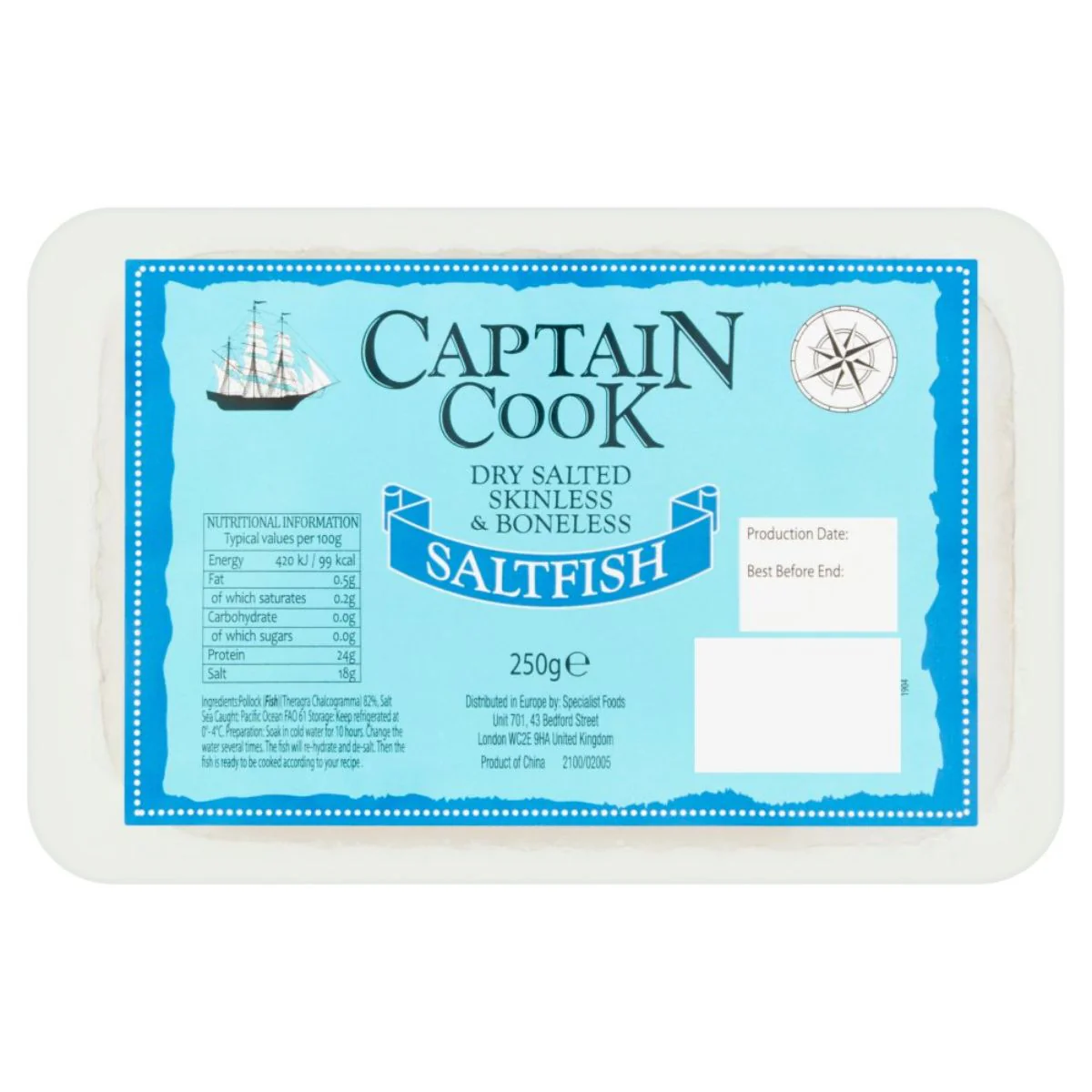 Captain Cook - Dry Salted Skinless & Boneless Salt Fish - 250g
