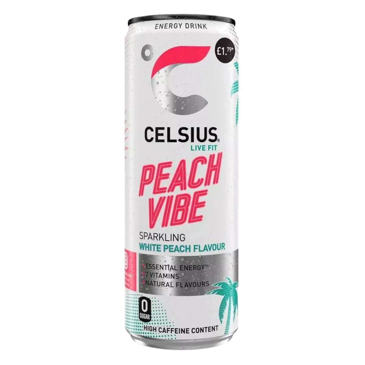 Celsius - Peach Vibe Sparkling White Peach Flavour - 355ml