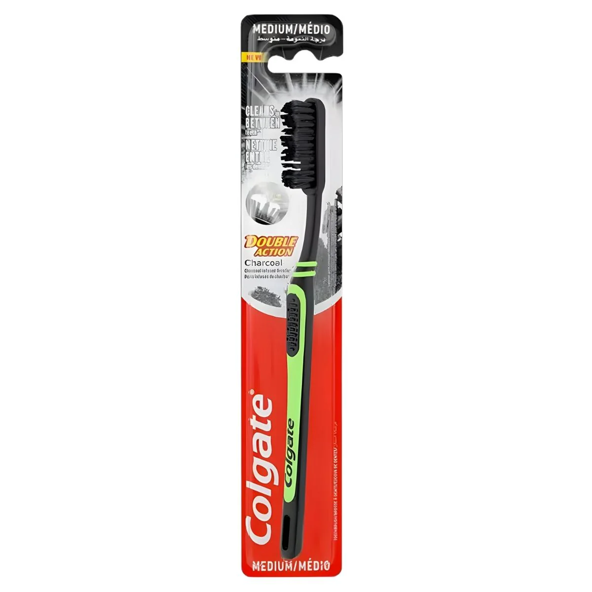 Colgate - Double Action Charcoal Medium Toothbrush - 1pcs