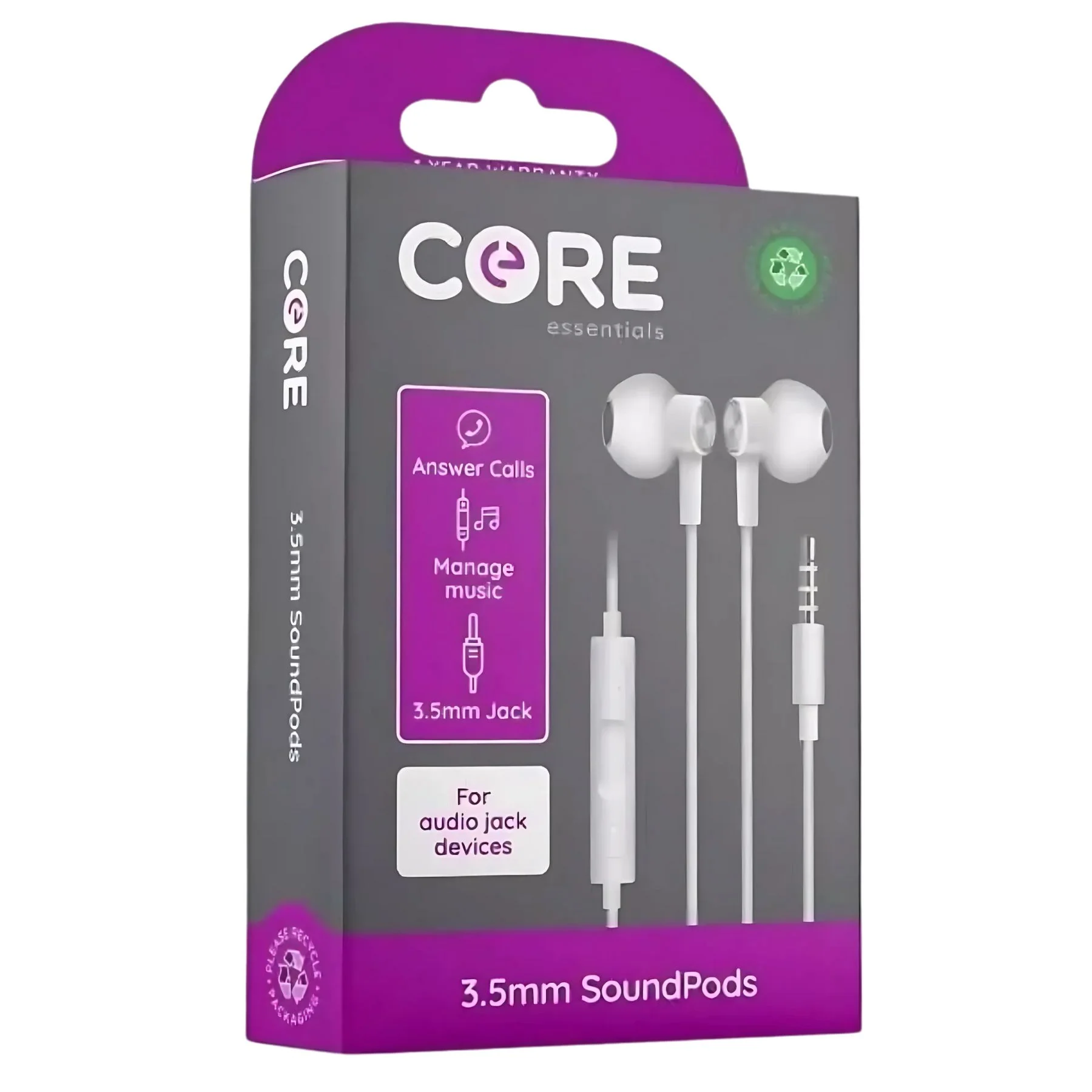 Core - 3.5mm Sound pods - 1.2m