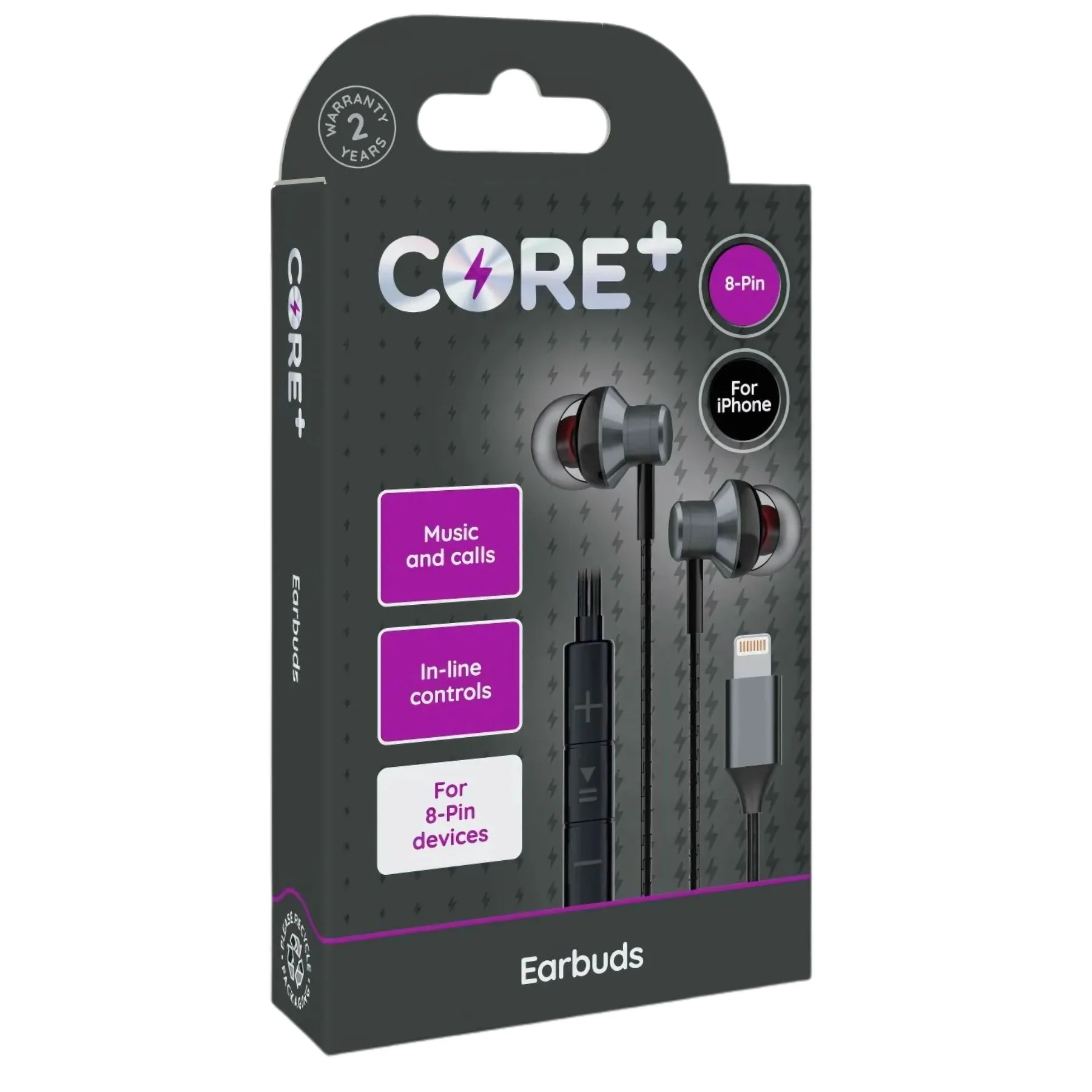 Core+ 8-Pin Earbuds - 1.2m