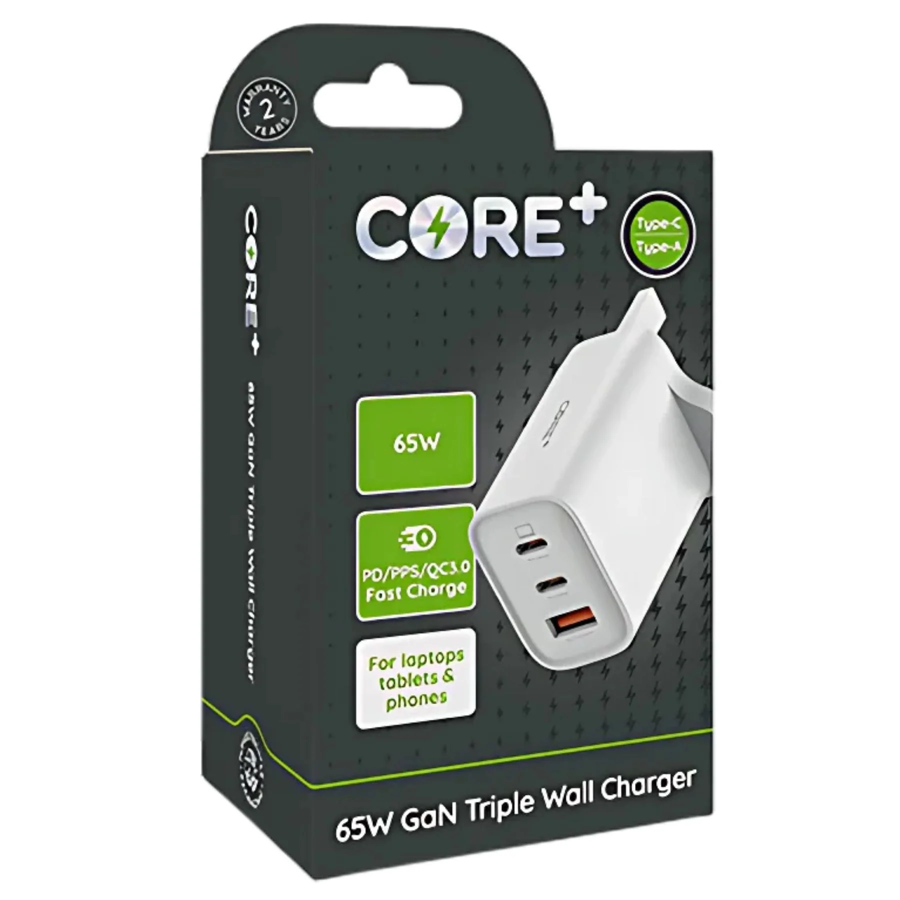 Core+ GaN Triple Wall Charger - 65W