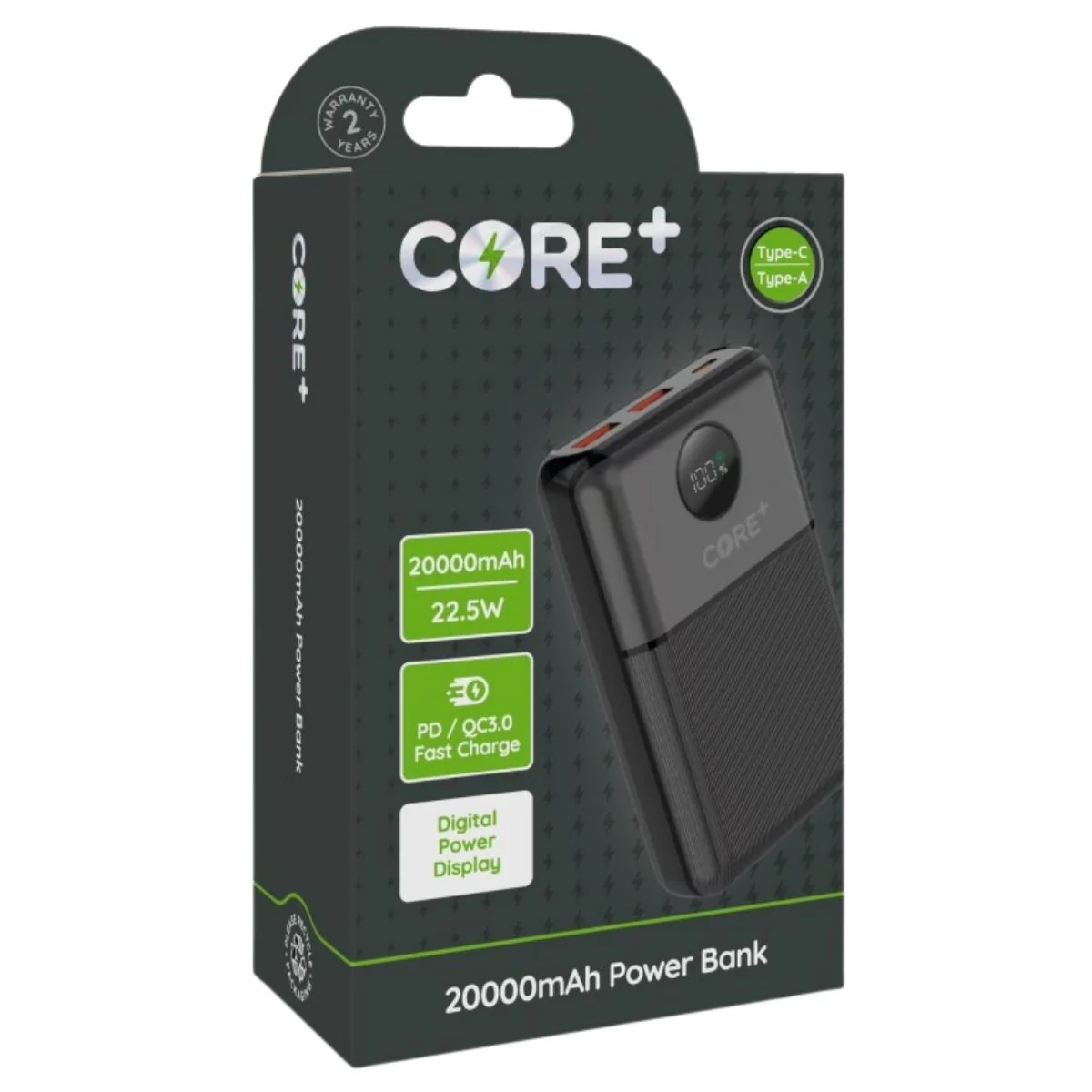 Core+ PD Power Bank - 20000mAh