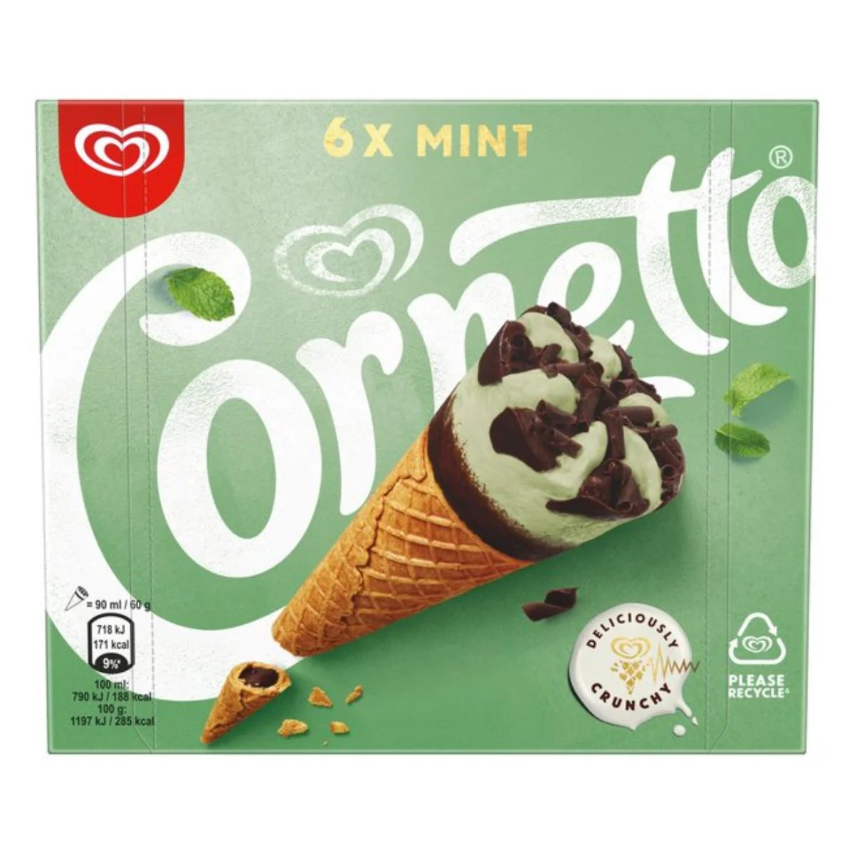 Cornetto - Mint Ice Cream Cones - 6pcs