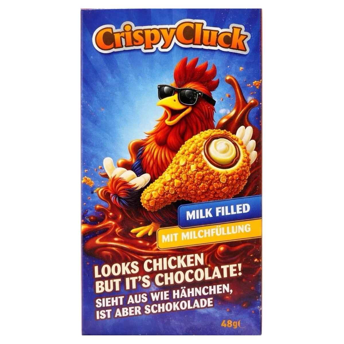 Crispy Cluck - Milk Filled Chocolate with Biscuit Pieces - 48g