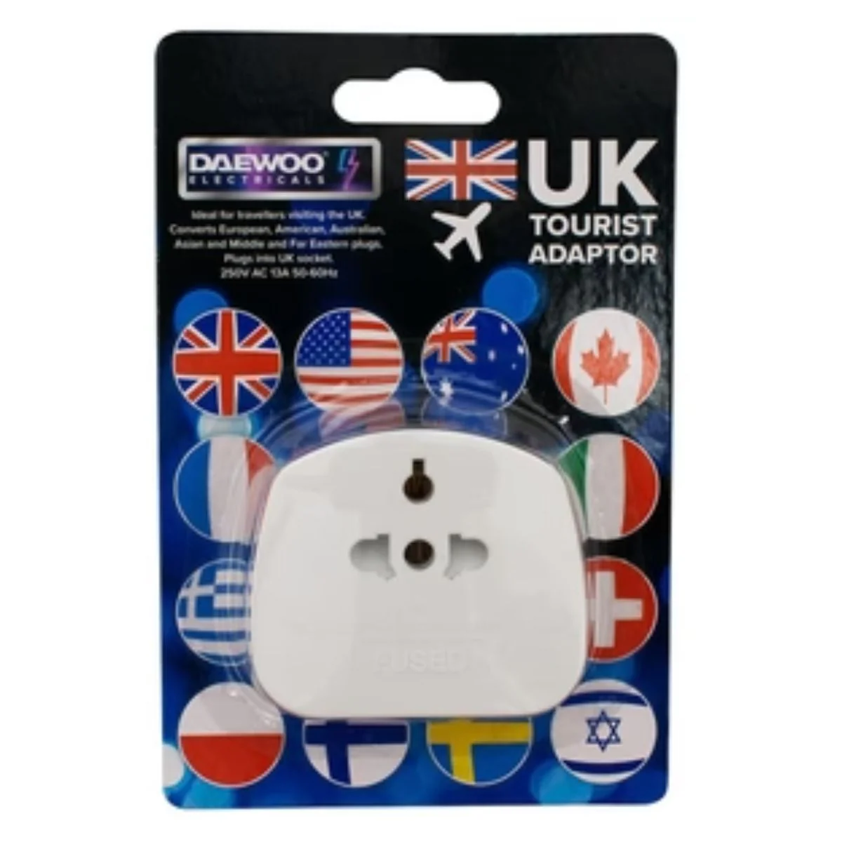Daewoo - Travel Adaptor for Visitors To UK - 1pcs