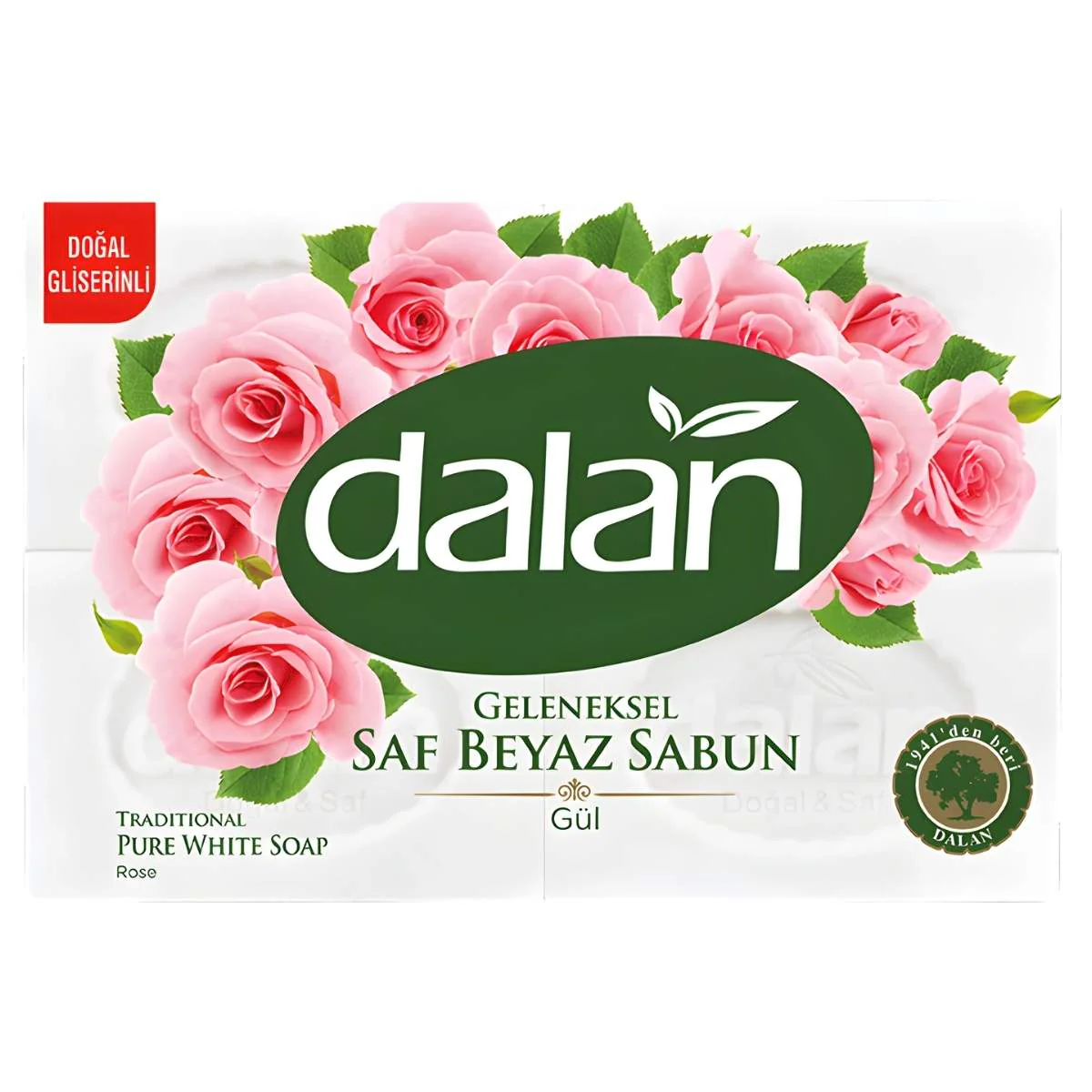 Dalan - Traditional Rose Pure White Bath Soap - 125g x 4 Pcs