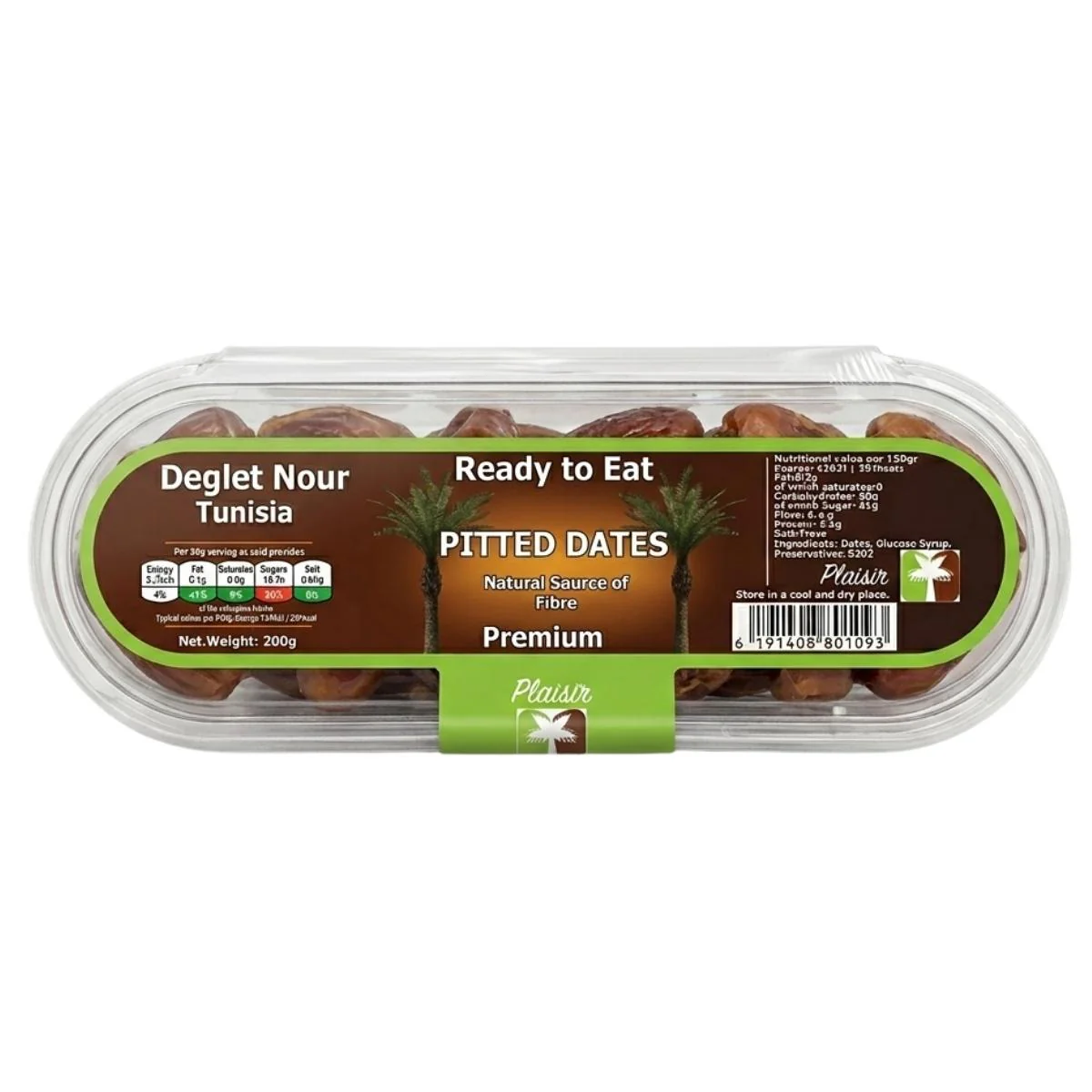 Deglet Nour - Ready To Eat Pitted Dates (Tunisia) - 200g