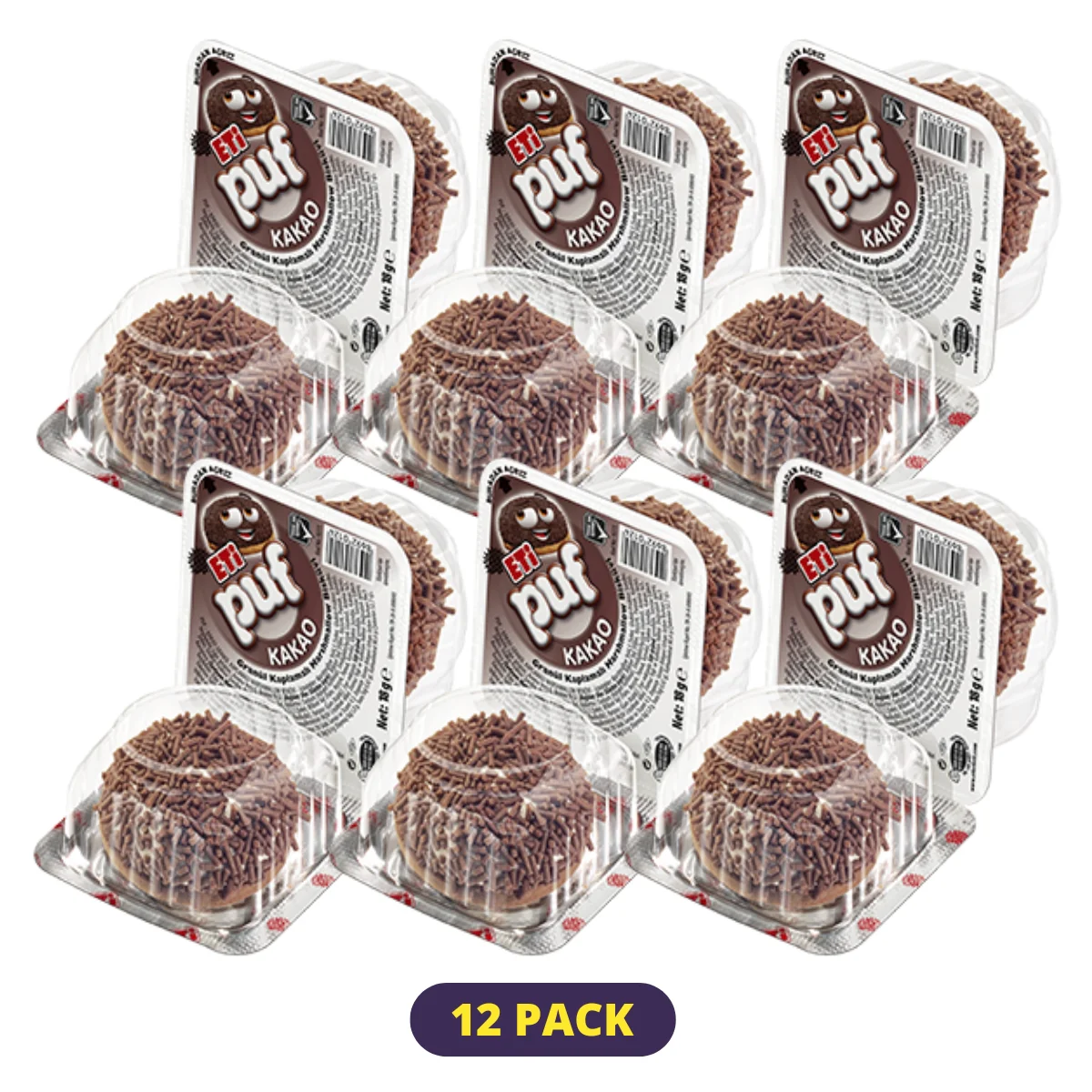 Eti Puf - Cocoa Marshmallow Biscuit Snacks - 12 x 18g