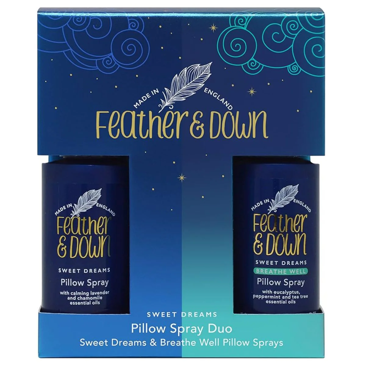 Feather and Down - Pillow Spray Duo Set - 50ml Sweet Dreams Pillow Spray and 50ml Breathe Well Pillow Spray