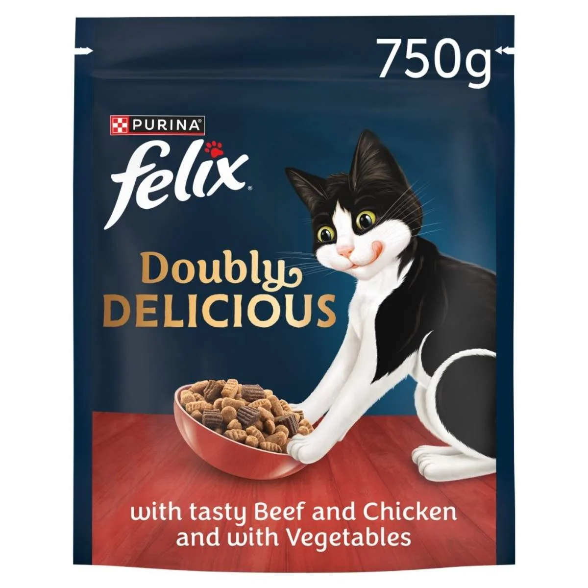 Felix - Doubly Delicious Beef Chicken & Vegetables Dry Cat Food - 750g