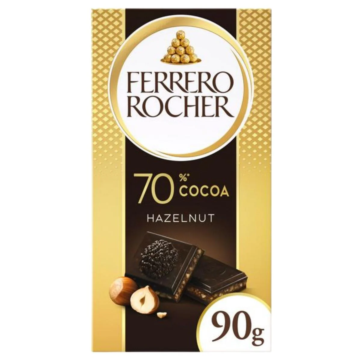 Ferrero Rocher - Dark Chocolate Bar With Hazelnuts & Cocoa Filling - 90g