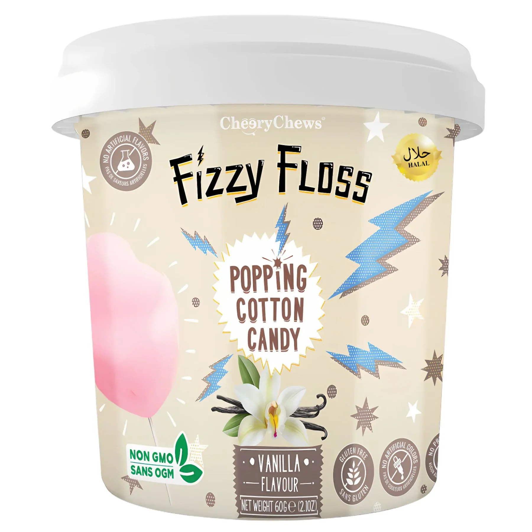 Fizzy Floss - Vanilla Flavour Popping Cotton Candy (Halal) - 60g