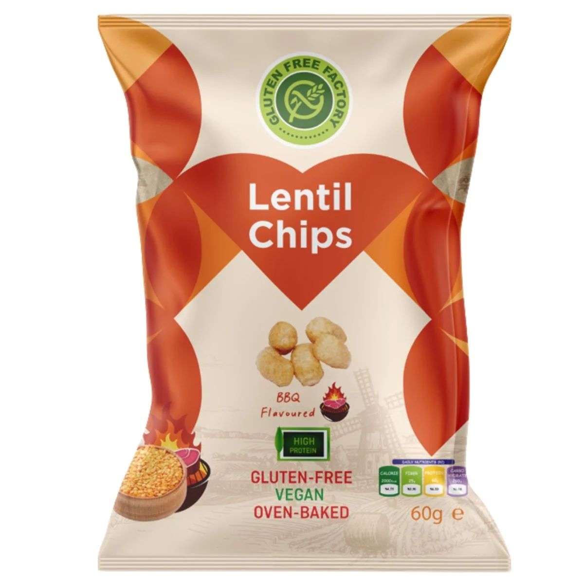 Gluten Free Factory - Barbecue Flavoured Lentil Chips - 60g