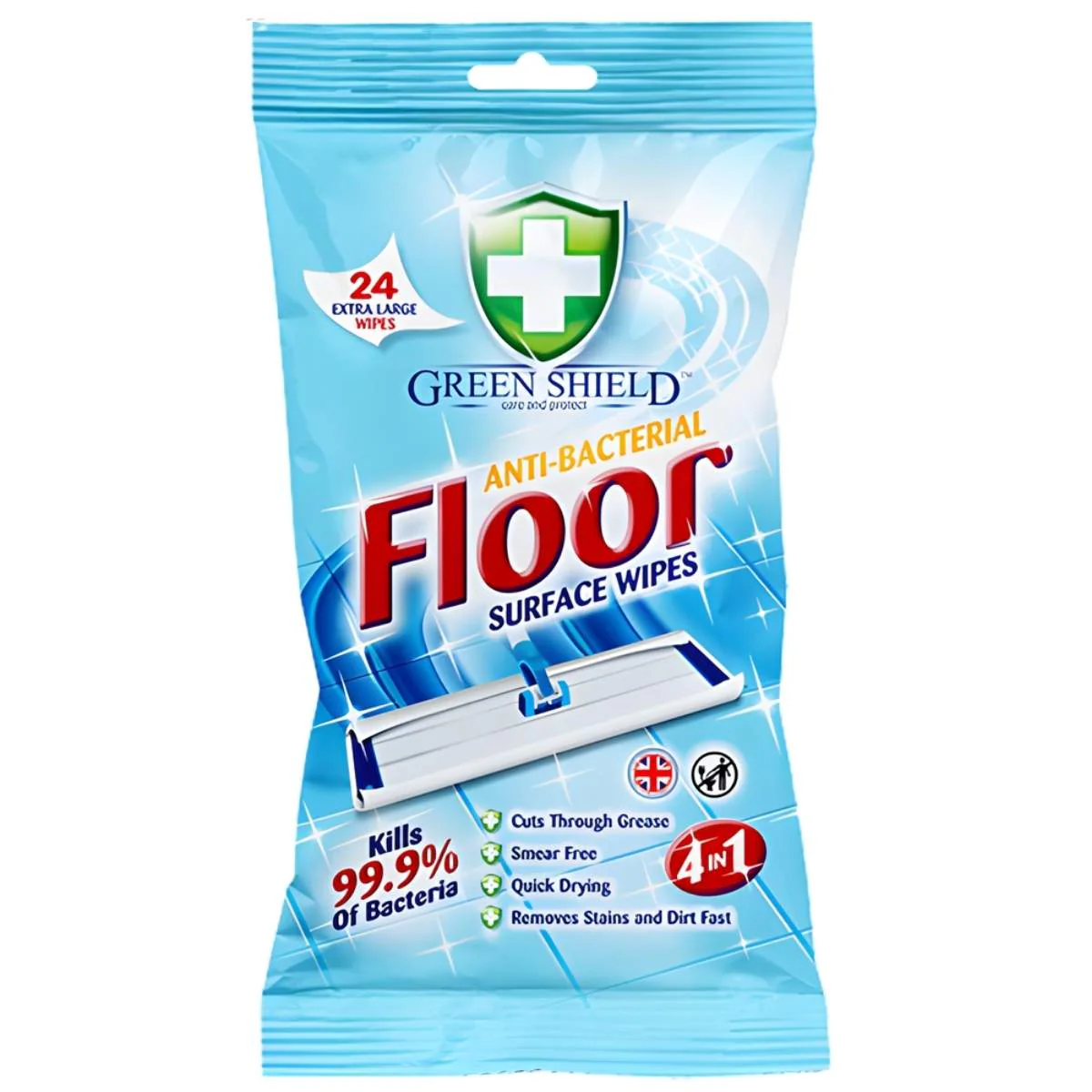 Green Shield - Anti Bacterial Extra Large Floor Wipes - 24 Wipes