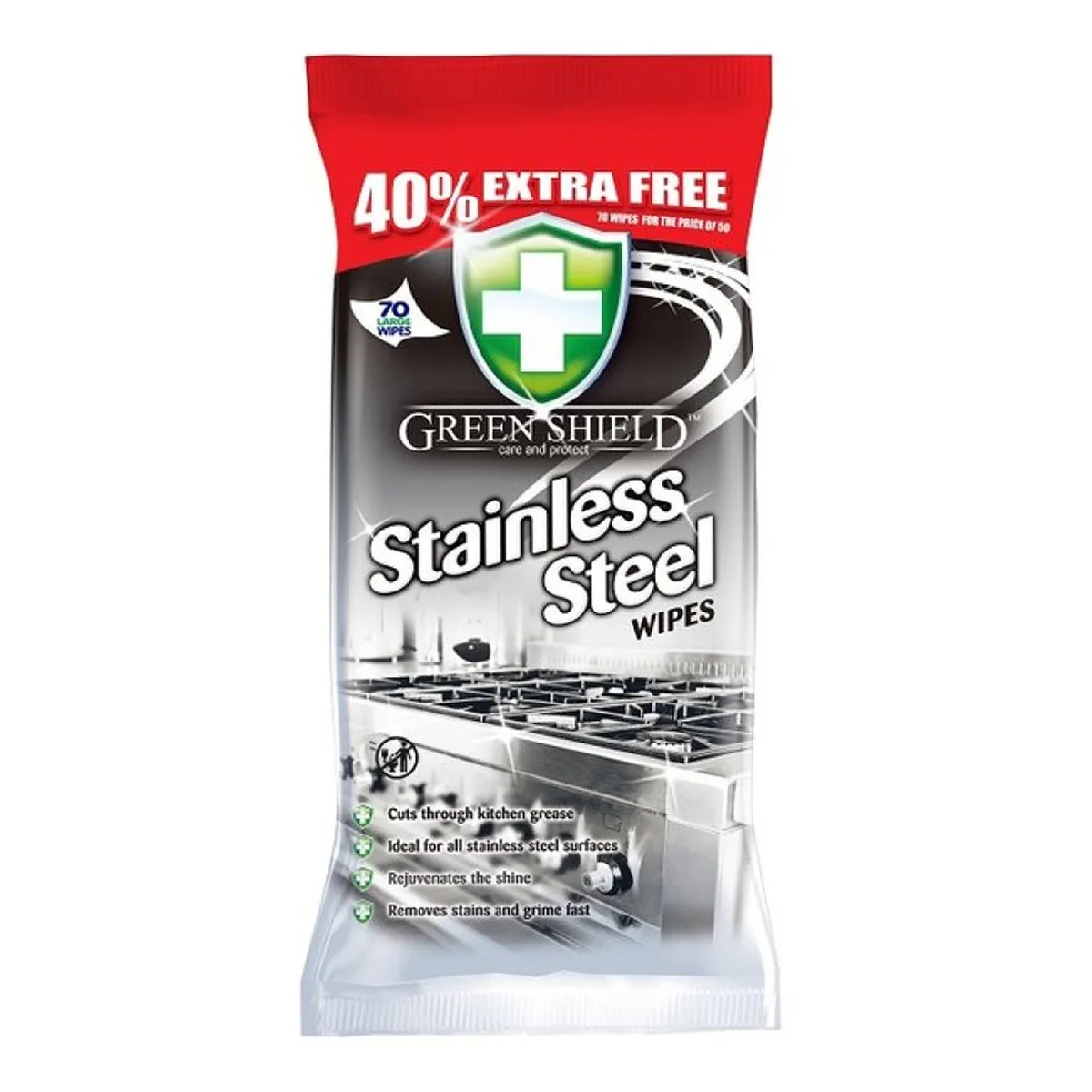 Green Shield - Stainless Steel Cleaning Wipes - 70 Pieces
