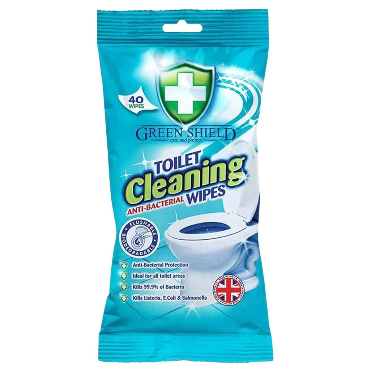 Green Shield - Toilet Cleaning Anti-Bacterial Wipes - 40 Wipes