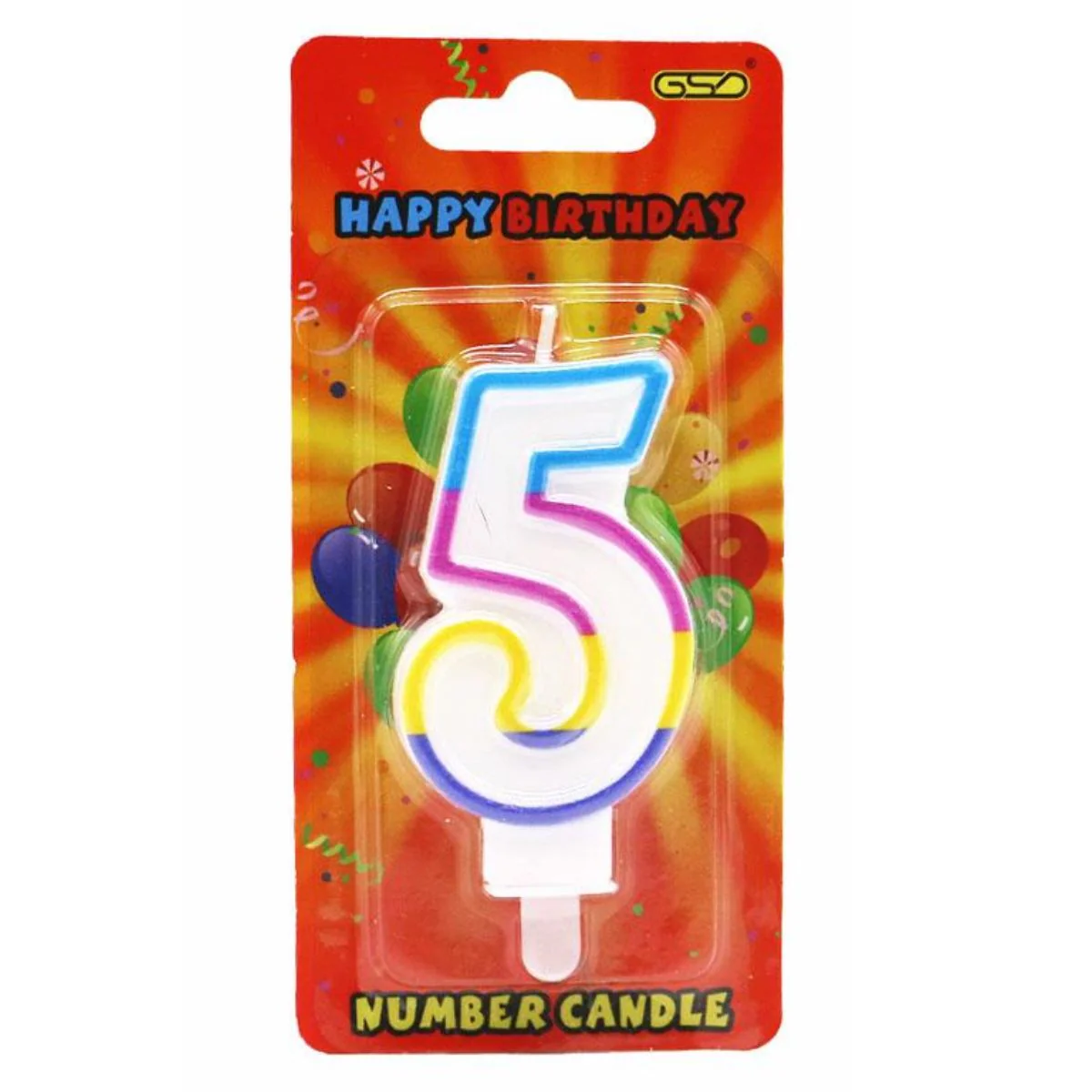 GSD - Birthday Candle Number 5 - 1pcs