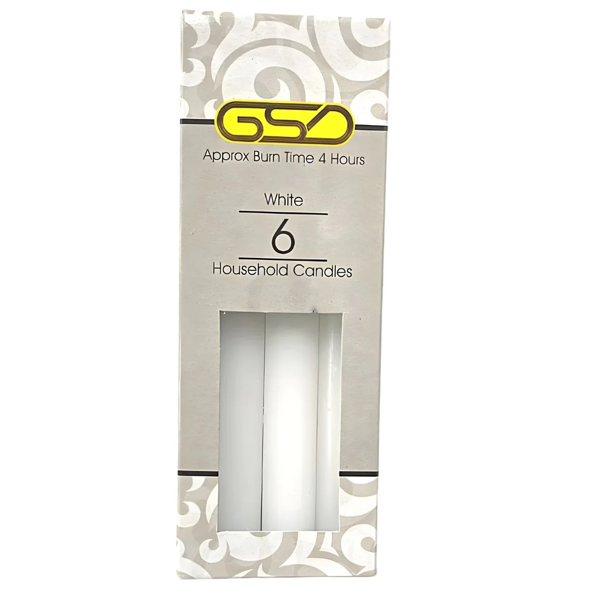 GSD - White Household Candles - 6 Pack